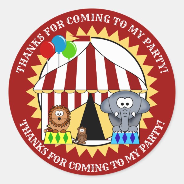 Carnaval de Circo Adesivo de Agradecimento (Frente)