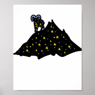 Carneiro na Montanha Espacial Poster Silhueta Có
