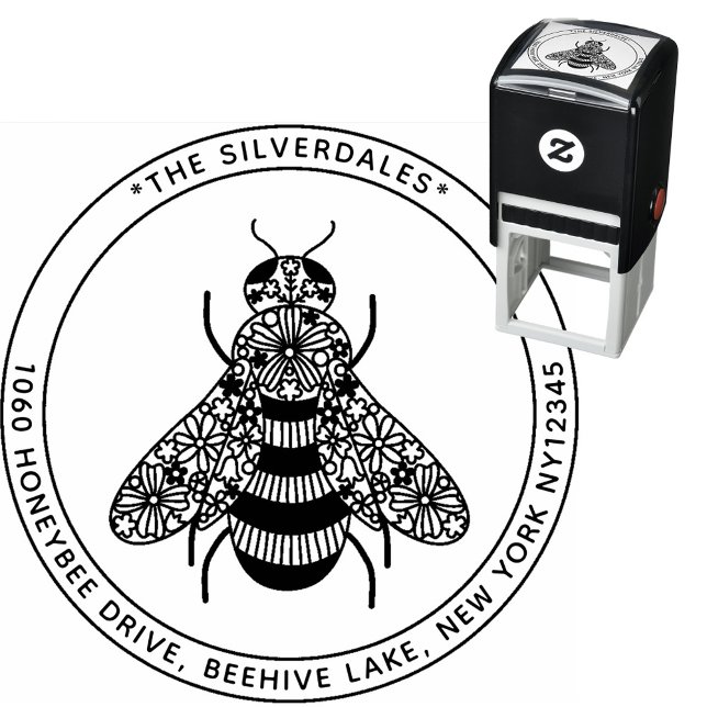 Carneiro Nome Personalizado e Endereço Carimbo de  (Honeybee personalized self inking name and address stamp for bee lovers.)