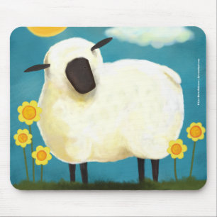 Carneiros & flores macios Mousepad do amarelo