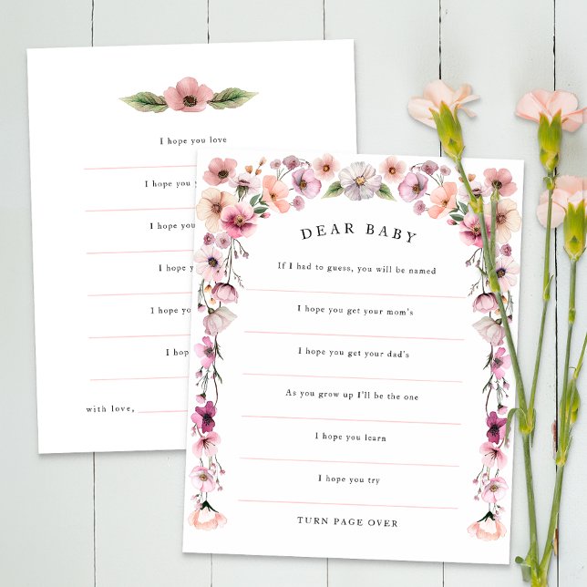 Caro Bebê Deseja Um Cartão De Flor Selvagem - Flor (Dear Baby, baby shower activity)