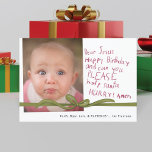 Caro Jesus Wine Crayon Nota Fotográfica Cartão de<br><div class="desc">Capture a magia do Natal através dos olhos de uma criança com o "Caro Cartão de Natal da Foto de Jesus". Esta carta encantadora mostra uma foto da sua criança ansiosa aguardando ansiosamente a chegada do Natal, acompanhada de uma nota manuscrita em lápis de giz endereçada a Jesus. O desejo...</div>