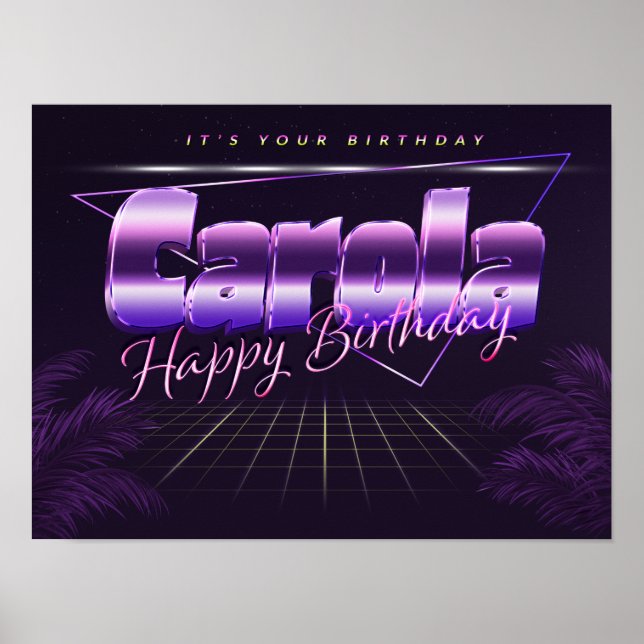 Carola Name Vorname lila retro Poster Geburtstag (Frente)