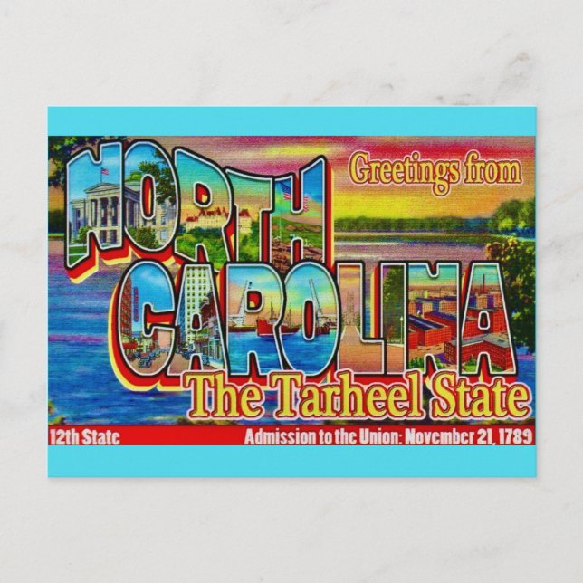Carolina do Norte - Cartão Postal Tarheel (Frente)