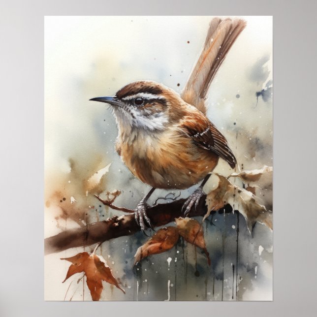 Carolina Wren Bird Art Impressão Poster (Frente)