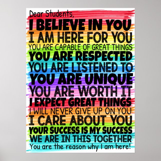 Caros Estudantes, Poster de Sala de Aula de Aquare (Frente)