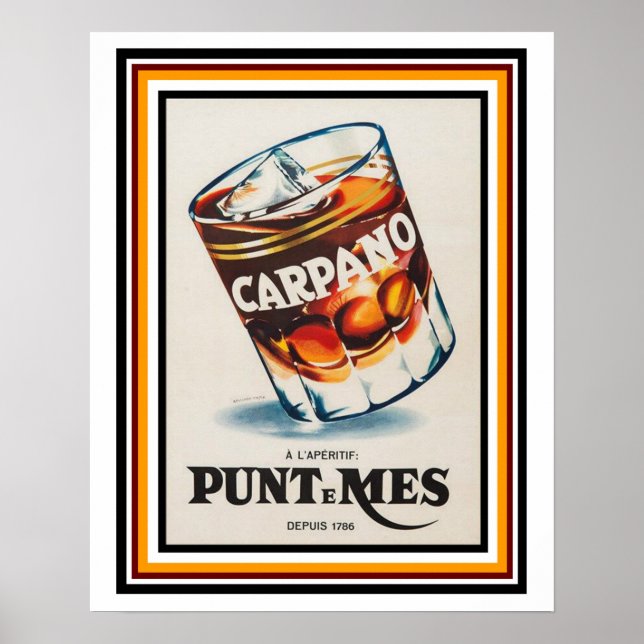 Carpano L'apertif Vintage Anúncio francês Poster 1 (Frente)