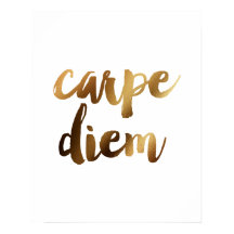 "Carpe Diem" Poster de citação motivacional Dourad