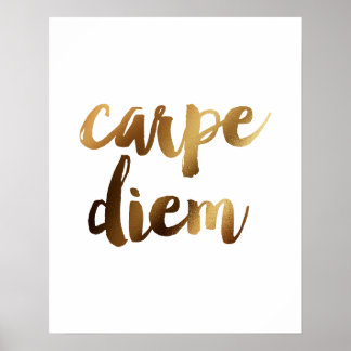 "Carpe Diem" Poster de citação motivacional Dourad