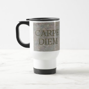 Carpe Diem Stone White caneca de viagem