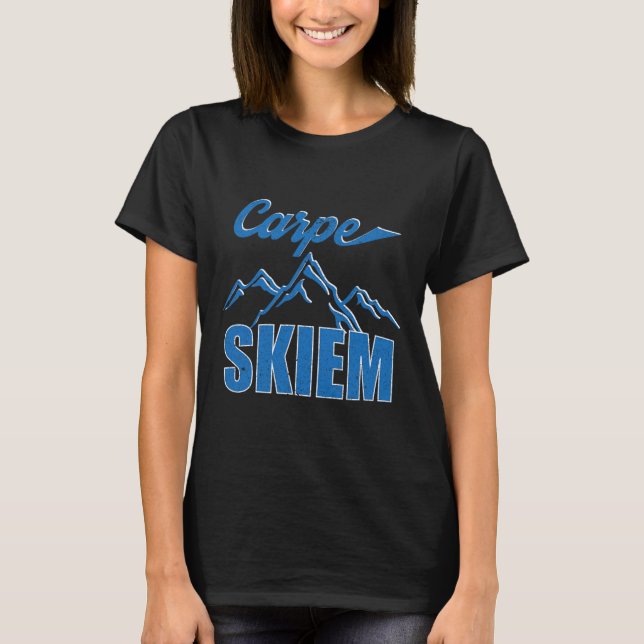 Carpe Skiem Camisa Engraçada De Inverno Snowboard (Frente)