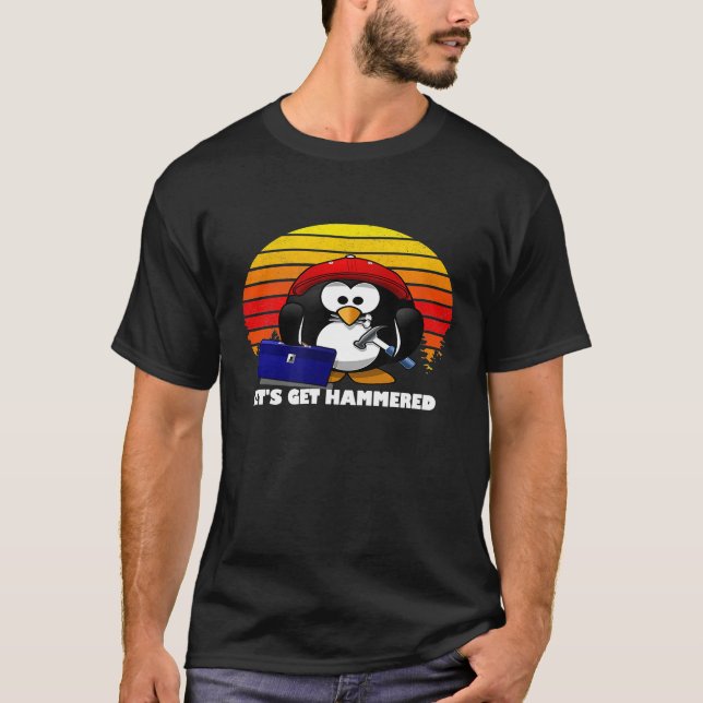 Carpenter Penguin Deixa-Me Enterrar T-Shirt Engraç (Frente)