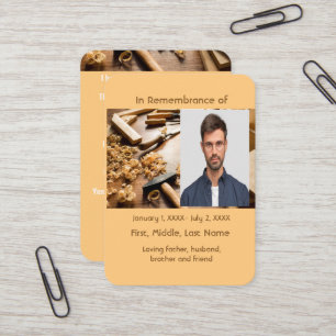 Carpintaria de madeira de cartão de bolso memorial