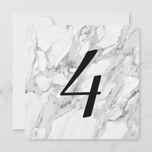 Carrara Marble Table Number Cards Faux Convites (Verso)