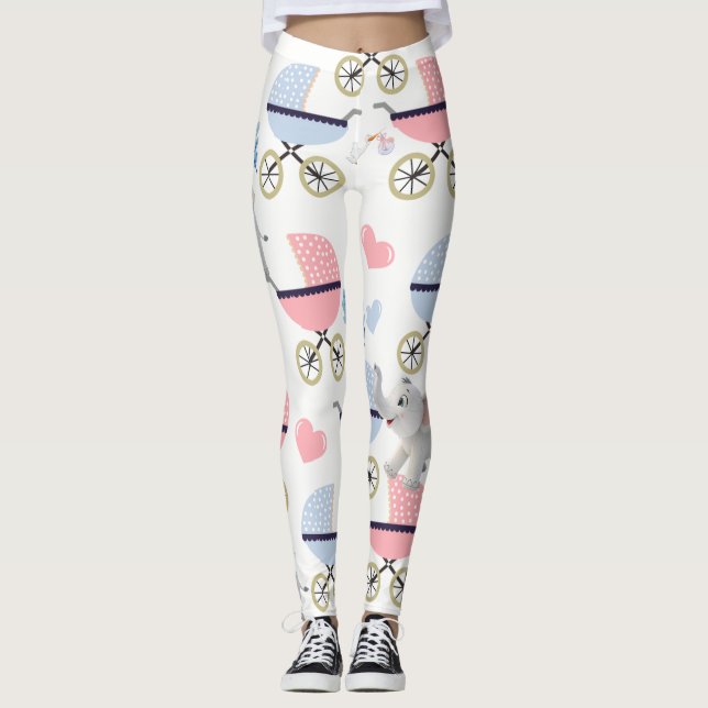 Carrinho de Bebê Cegonha Rosa & Azul Leggings de E (Frente)