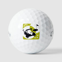 Carrinho de golfe, clubes e verdes