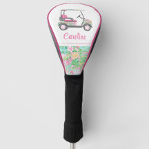 Carrinho de Golfe de Palma Rosa e Verde Personaliz