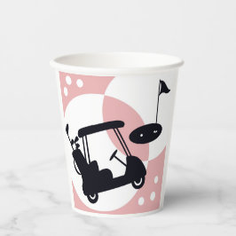 Carrinho de golfe retrô preto e rosa