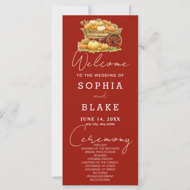 Carrinho de Pumpkins Fall Cherry Red Wedding Progr (Frente)