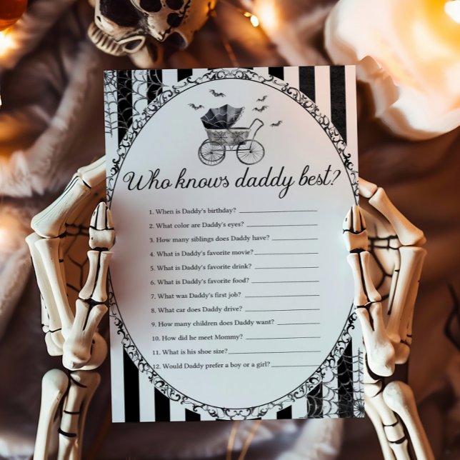 Carrinho Gótico de Halloween Quem Conhece Melhor o (Gothic Carriage Bats Baby Shower Who Knows Daddy Best Game)