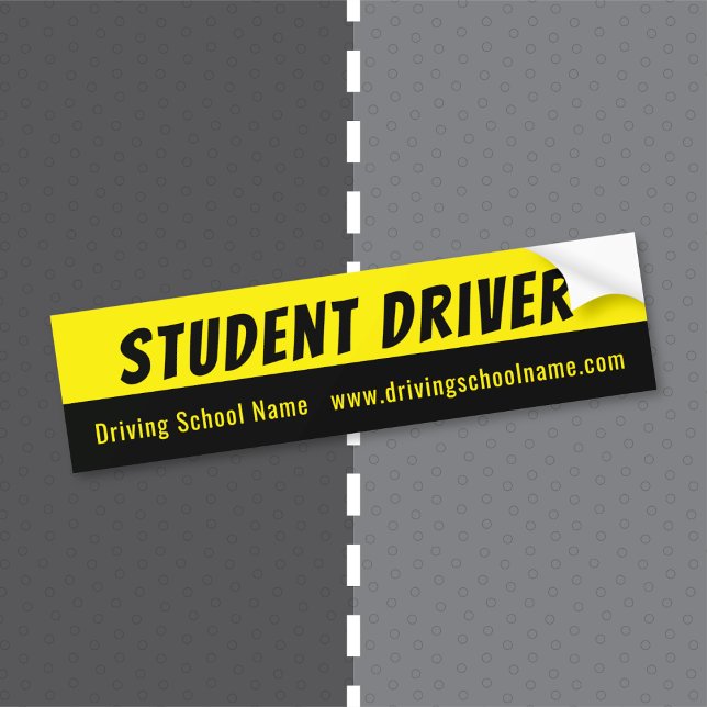 Carro Adesivo de advertência para autoescola com URL (Driving school instructor yellow and black warning bumper sticker with website address .)