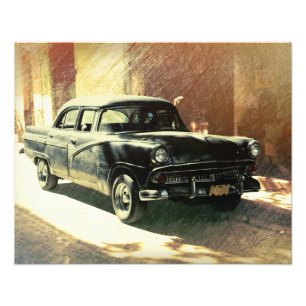 Carro americano em Havana, impressão de foto em Cu
