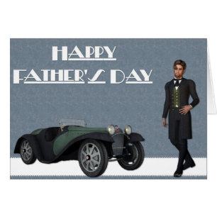 Carro Antigo & Homem Feliz Dia dos Pais Cartão de