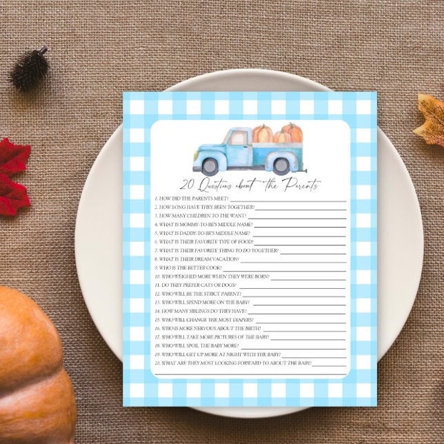 Carro azul de abóbora - 20 perguntas sobre os pais (Criador carregado)