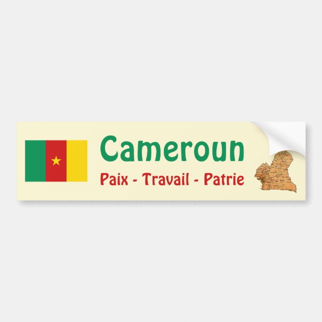 Carro Cameroon Bandeira + Mapa Adesivo para Para-choques (Frente)