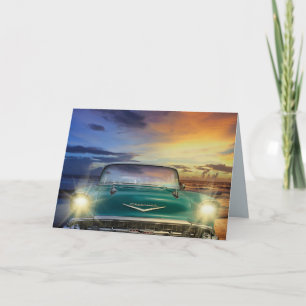 CARRO CLÁSSICO AZUL PARA CARTÕES DE ANIVERSÁRIO