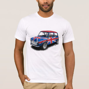 Carro clássico de Union Jack mini no t-shirt