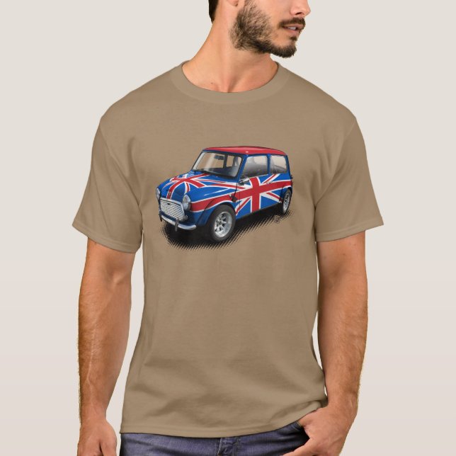 Carro clássico de Union Jack mini no t-shirt de (Frente)