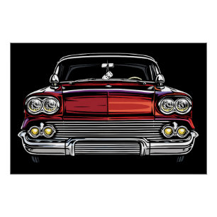Carro Clássico Retro na Frente Impressão de Arte P