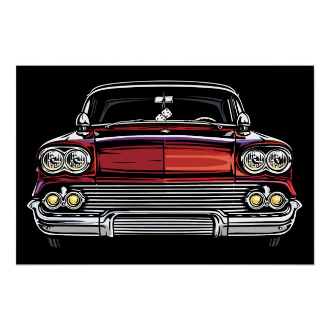 Carro Clássico Retro na Frente Impressão de Arte P (Frente)
