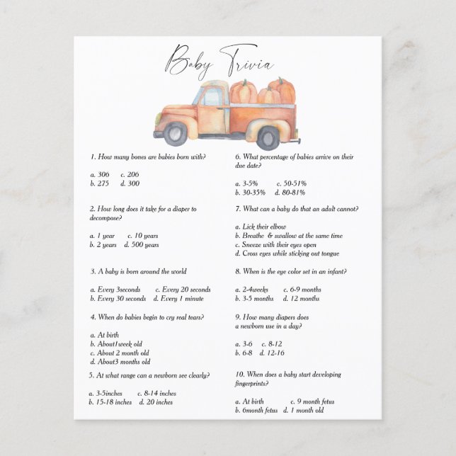 Carro com abóboras - Baby Trivia | Jogo Chá de fra (Frente)