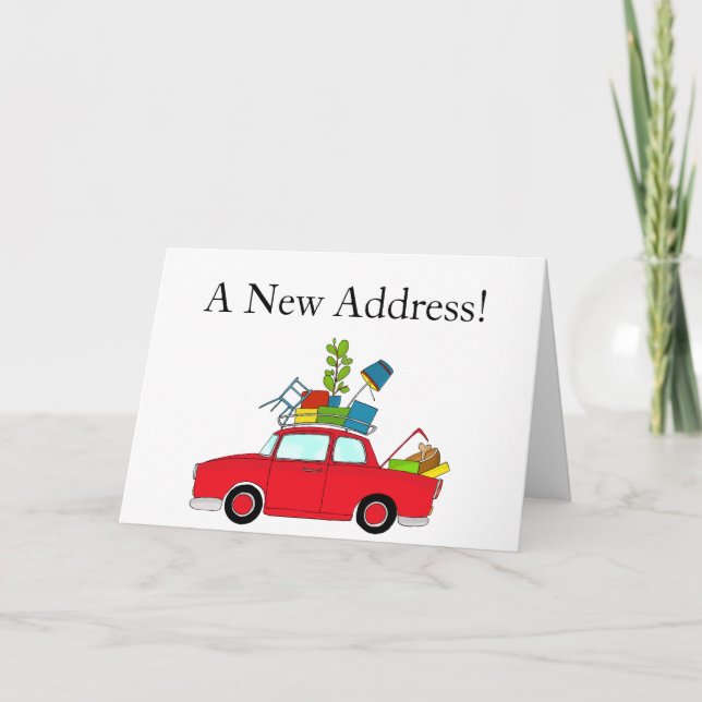 Carro com material Novo cartão de endereço (Frente)