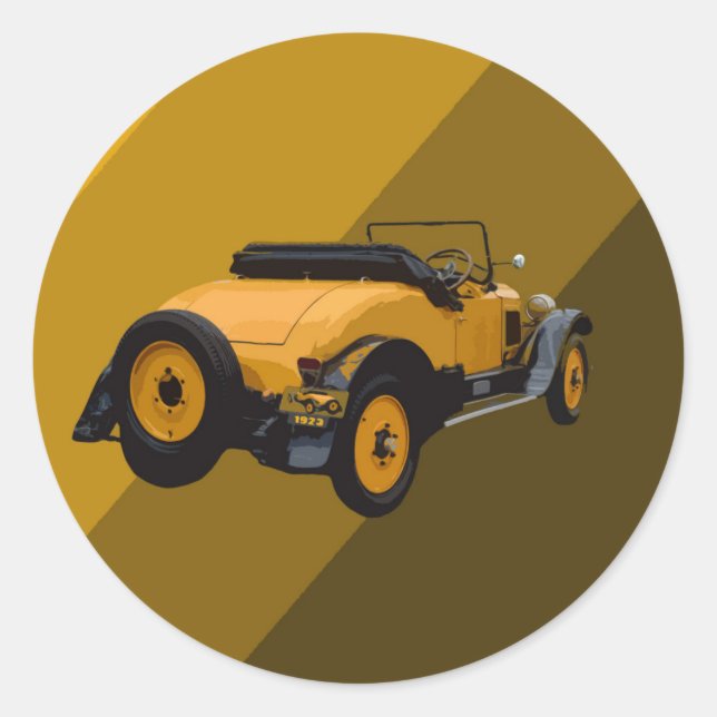 Carro Conversível Vintage Amarelo, Autocolantes (Frente)