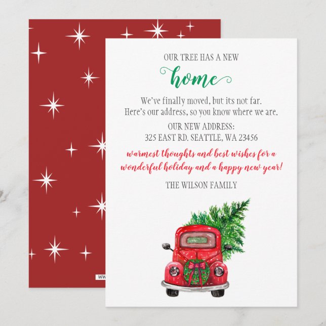 Carro de Árvore de Natal Bonito Nós movemos Cartõe (Frente/Verso)