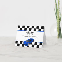 Carro de Corrida Azul | Cartão de Agradecimento de