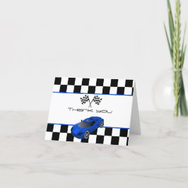 Carro de Corrida Azul | Cartão de Agradecimento de