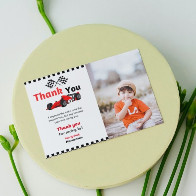 Carro de corrida, dois cartões de agradecimentos d (Criador carregado)