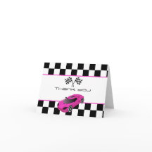 Carro de Corrida Rosa | Cartão de Agradecimento de