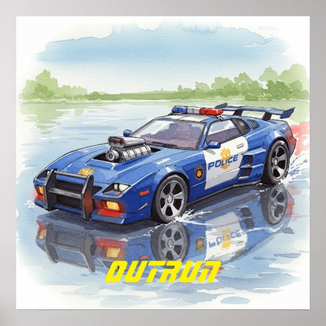 Carro de Polícia de Água - Poster Wall Art Ulun (Frente)