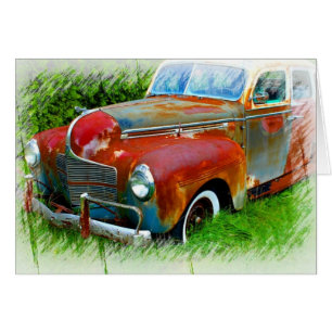 Carro De Vintage Rustic Car - Cartão De Saudaçã