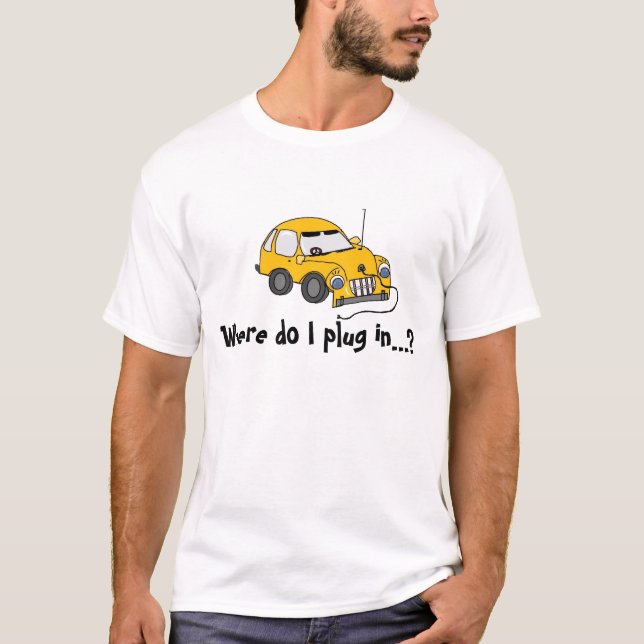 Carro elétrico amarelo... t-shirt (Frente)