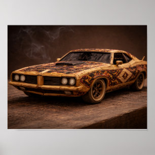 Carro Esportivo Vintage Fósforo Queimado — Poster 