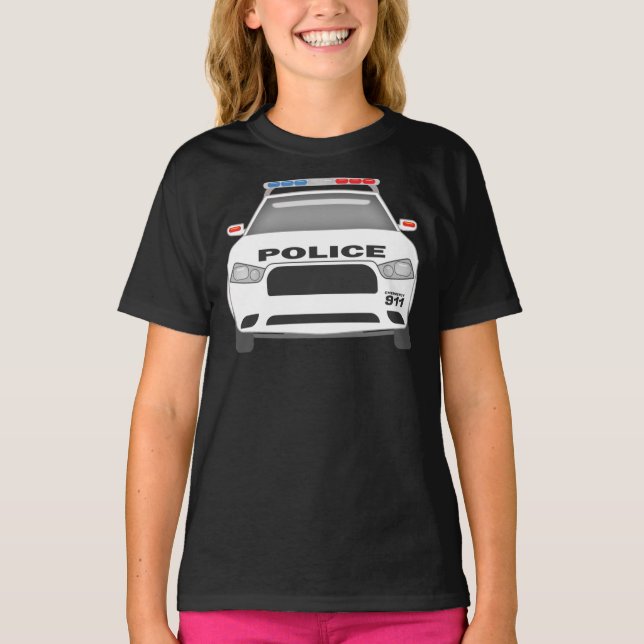 Carro Policial 911 Meninas Jovens Camisa (Frente)