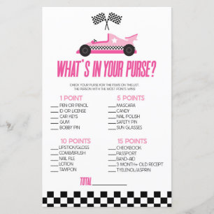 Carro Raça Rosa O que há no jogo de Chá de fraldas