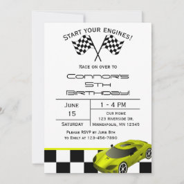 Carro Race Amarelo | Convite personalizado para An