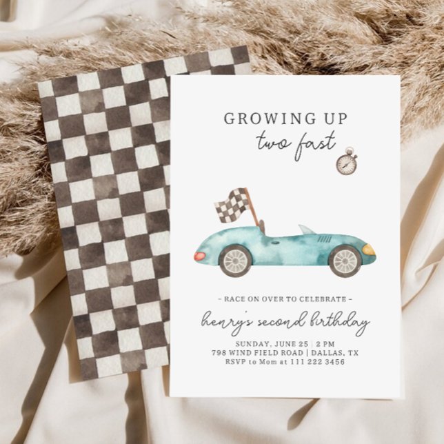Carro Race Dois Convite Rápido De segundo aniversá (Criador carregado)